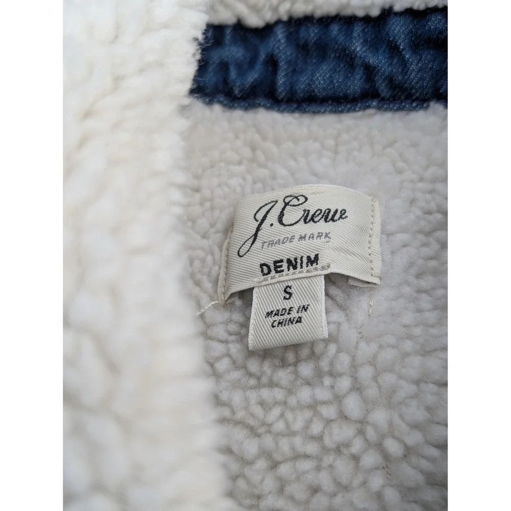 J Crew Denim Sherpa Swing‎ Trucker Jacket Blue Size S
